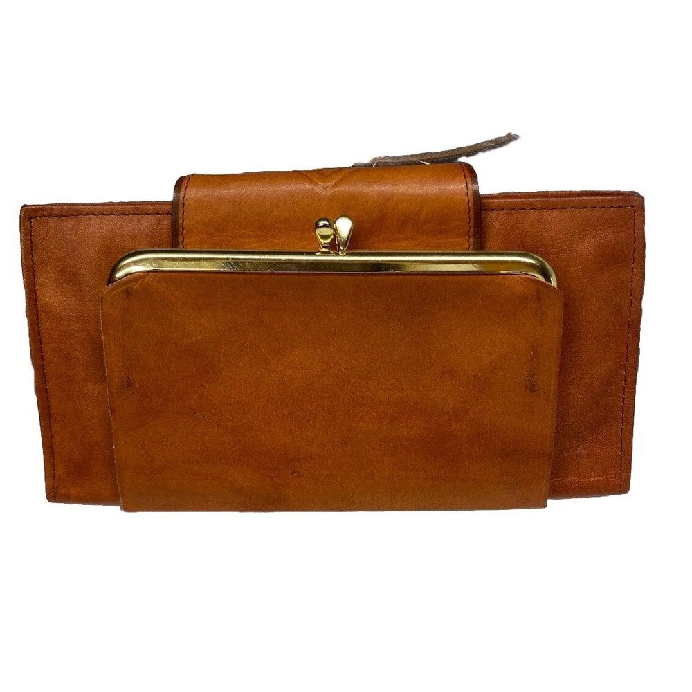 Vintage Brown Leather Embossed Amity Wallet Coin Purse - Picture 2 of 5